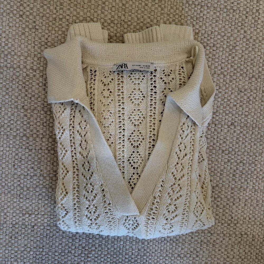 Zara Cream Crochet Knit Jumper